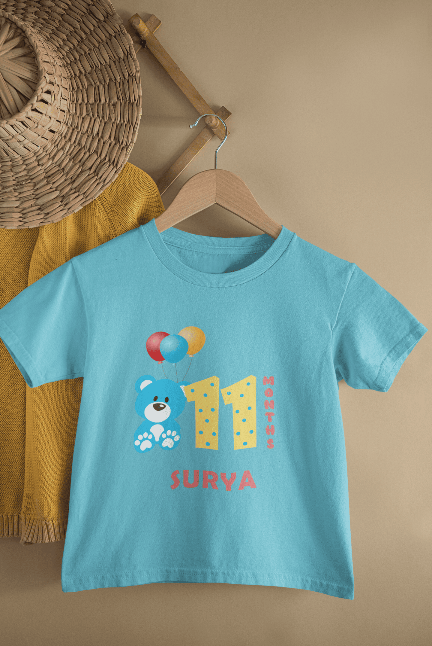 Custom Name Eleventh Month Birthday Half Sleeves T-Shirt for Boys -FunkyTeesClub