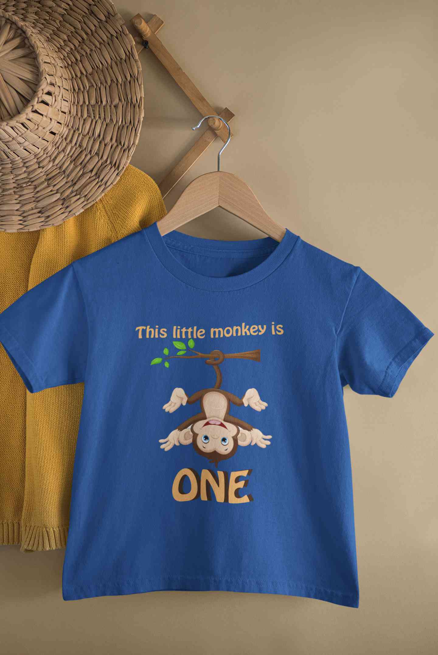 Little Monkey Is One First Birthday Half Sleeves T-Shirt for Boy-FunkyTeesClub