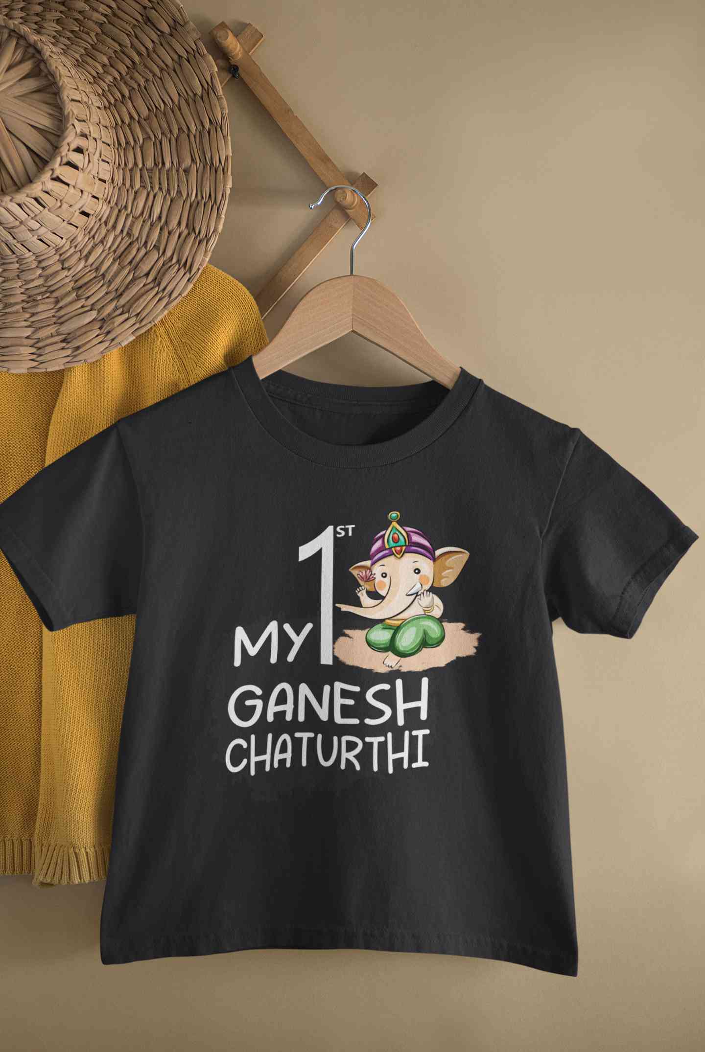 My 1st Ganesh Chaturthi Half Sleeves T-Shirt for Boy-FunkyTeesClub