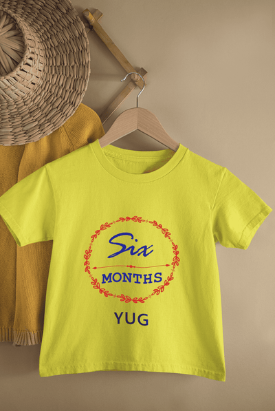 Custom Name Six Month Birthday Half Sleeves T-Shirt for Boys -FunkyTeesClub