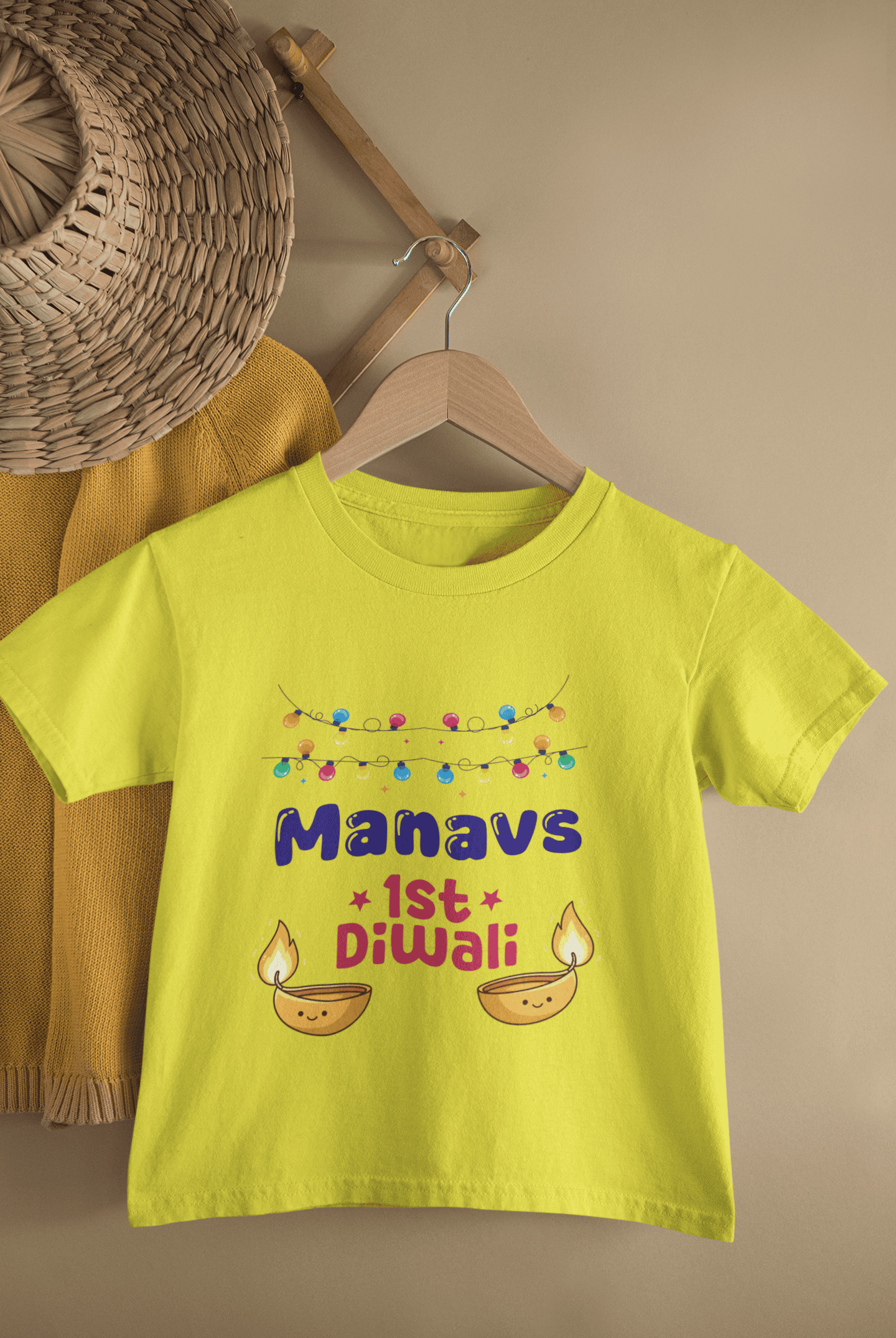 Custom Name First Diwali Diwali Half Sleeves T-Shirt for Boys -FunkyTeesClub