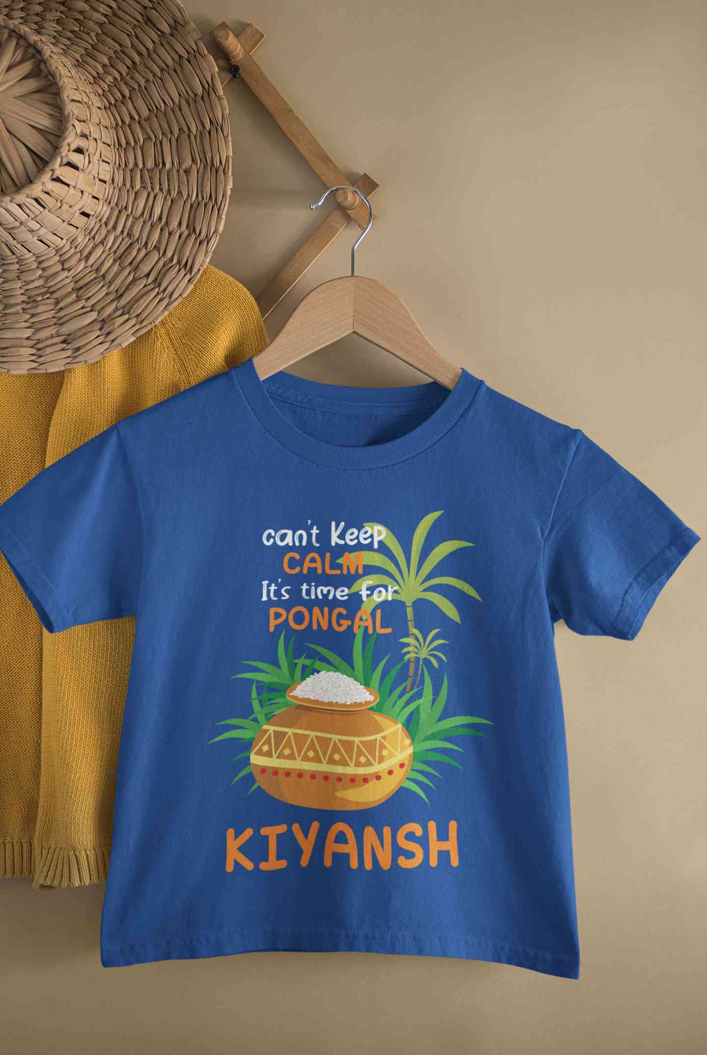 Custom Name Time For Pongal Half Sleeves T-Shirt for Boy-FunkyTeesClub