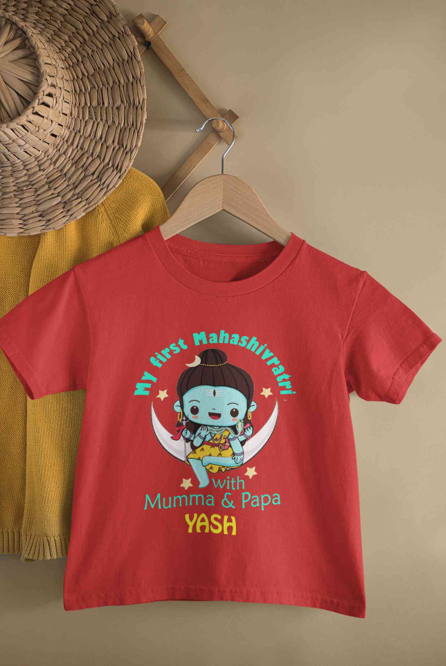 Custom Name Mahashivratri With Mumma & Papa Half Sleeves T-Shirt for Boy-FunkyTeesClub