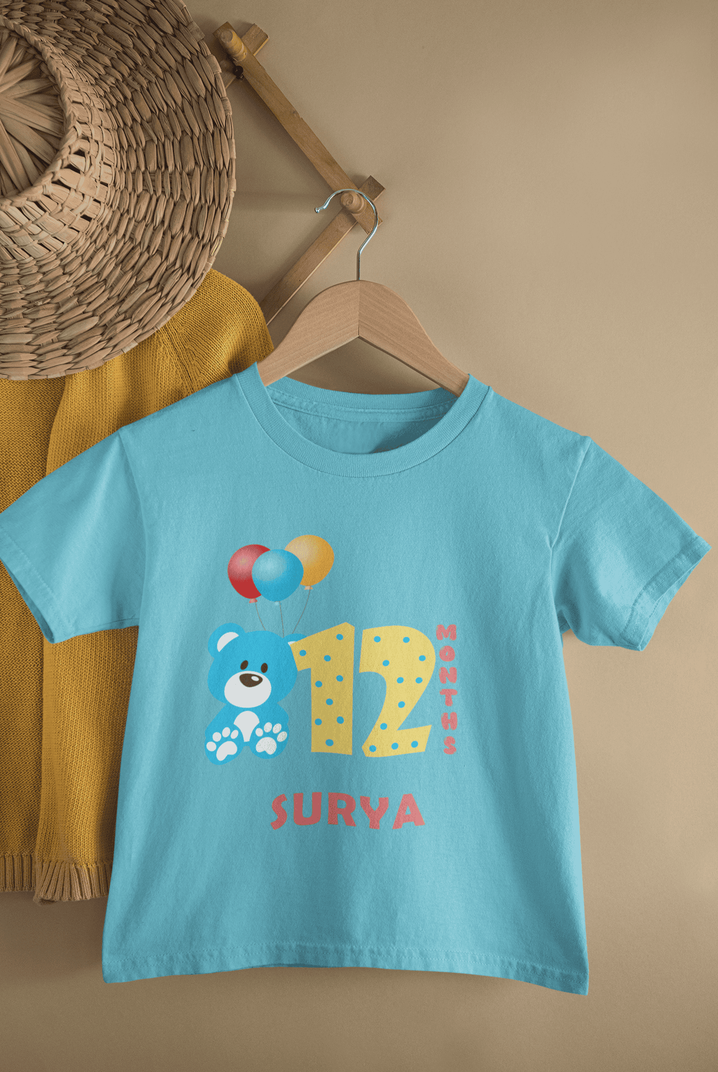 Custom Name Twelve Month Birthday Half Sleeves T-Shirt for Boys -FunkyTeesClub
