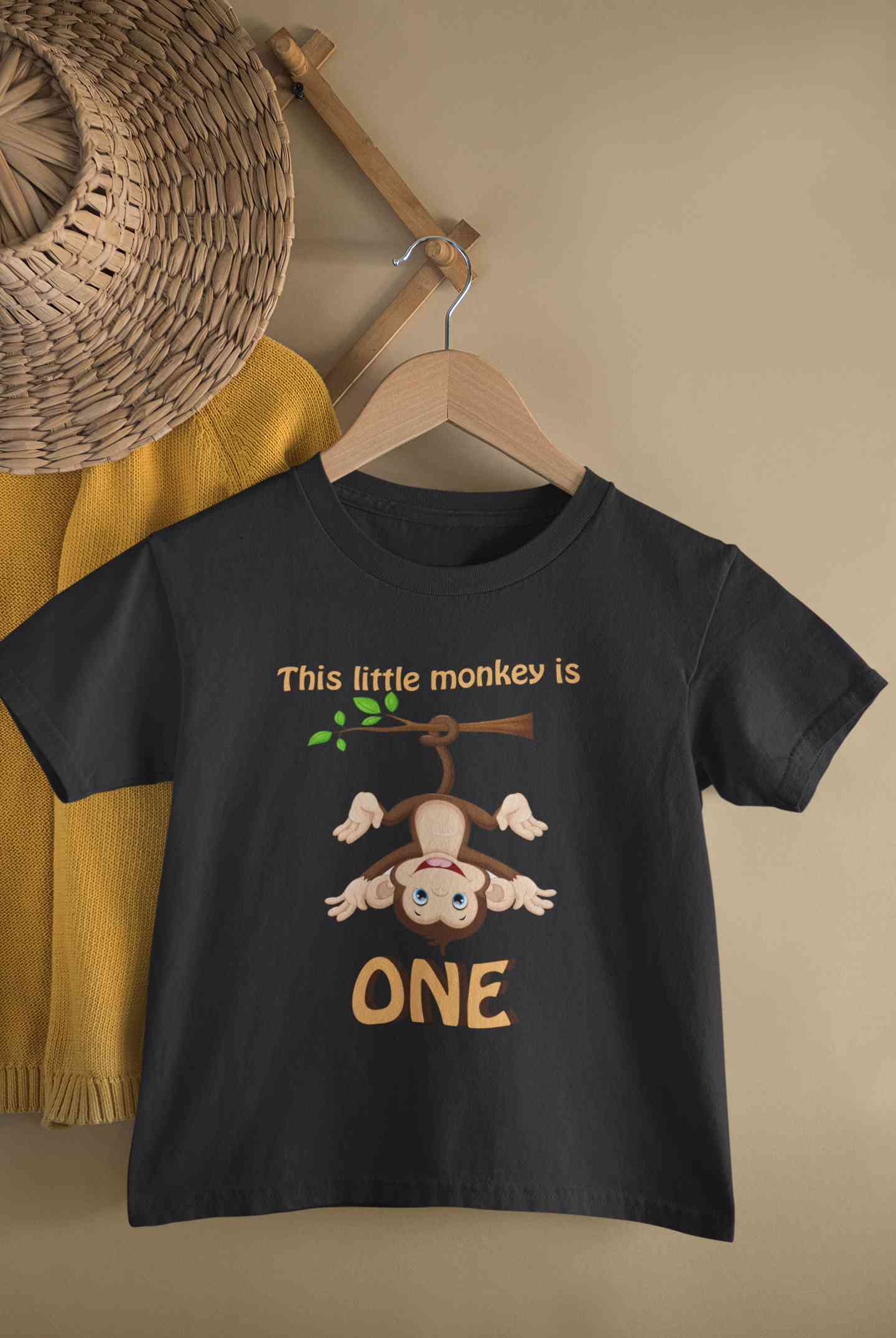 Little Monkey Is One First Birthday Half Sleeves T-Shirt for Boy-FunkyTeesClub