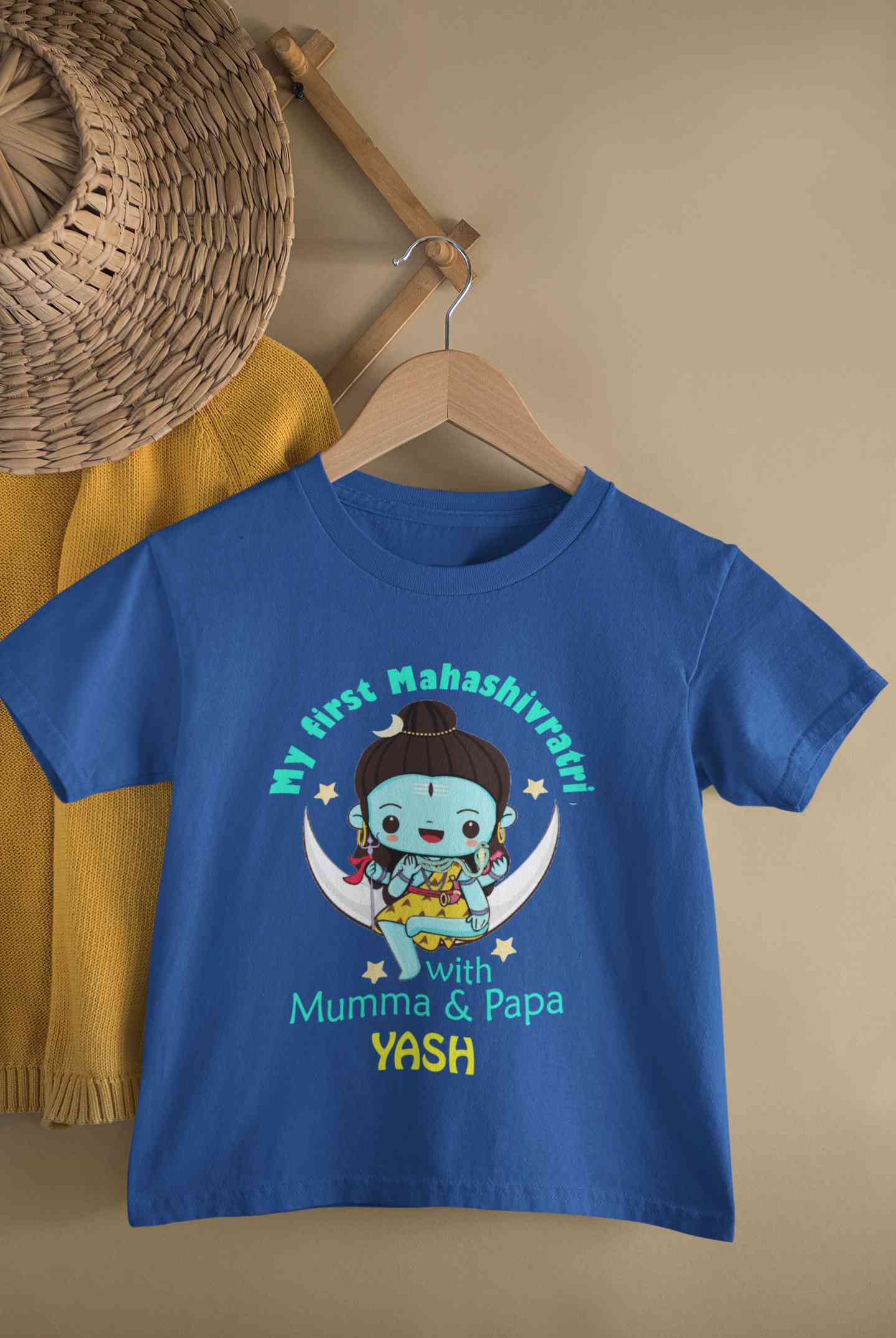 Custom Name Mahashivratri With Mumma & Papa Half Sleeves T-Shirt for Boy-FunkyTeesClub