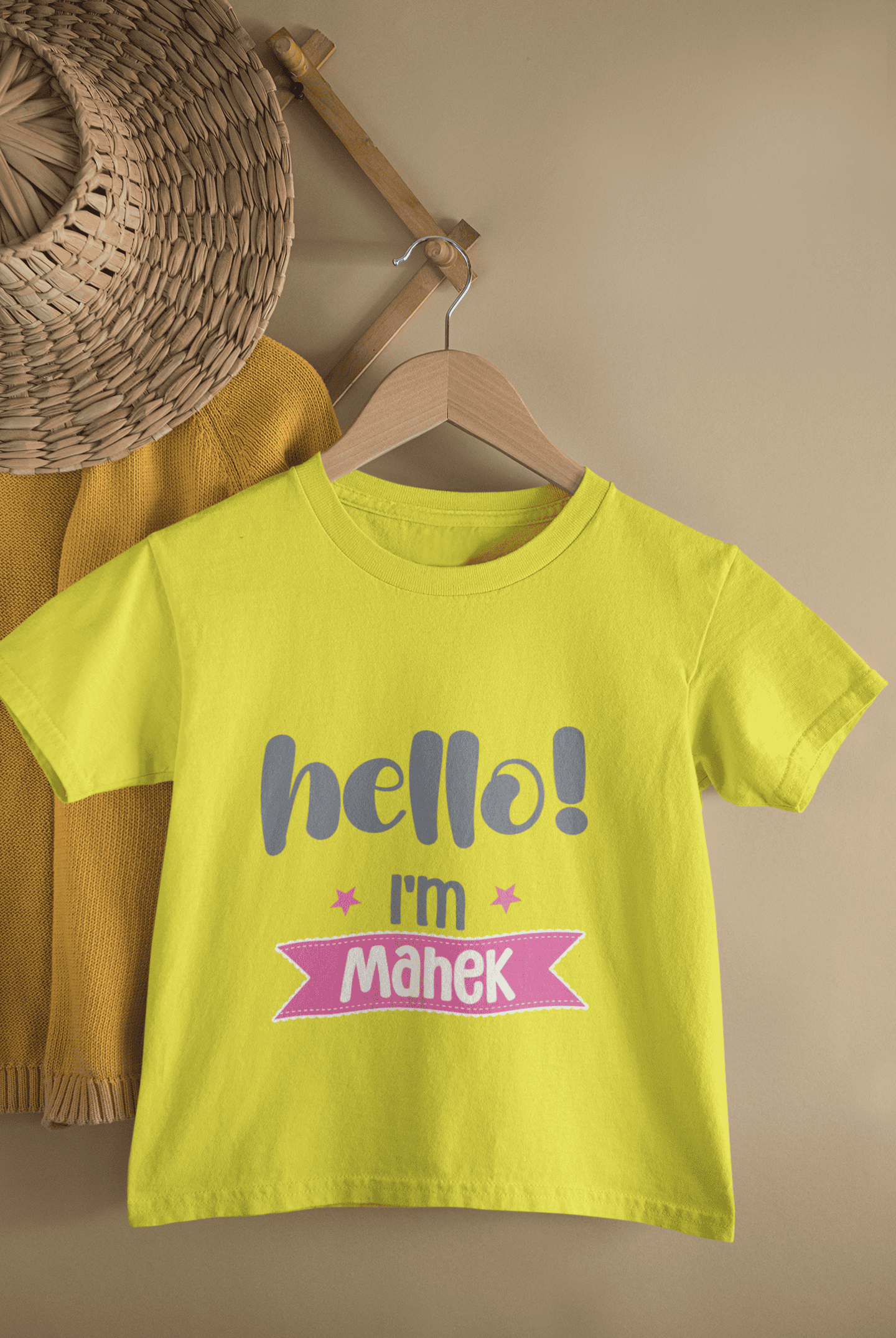 Custom Name Hello New Born Half Sleeves T-Shirt For Girls -FunkyTeesClub
