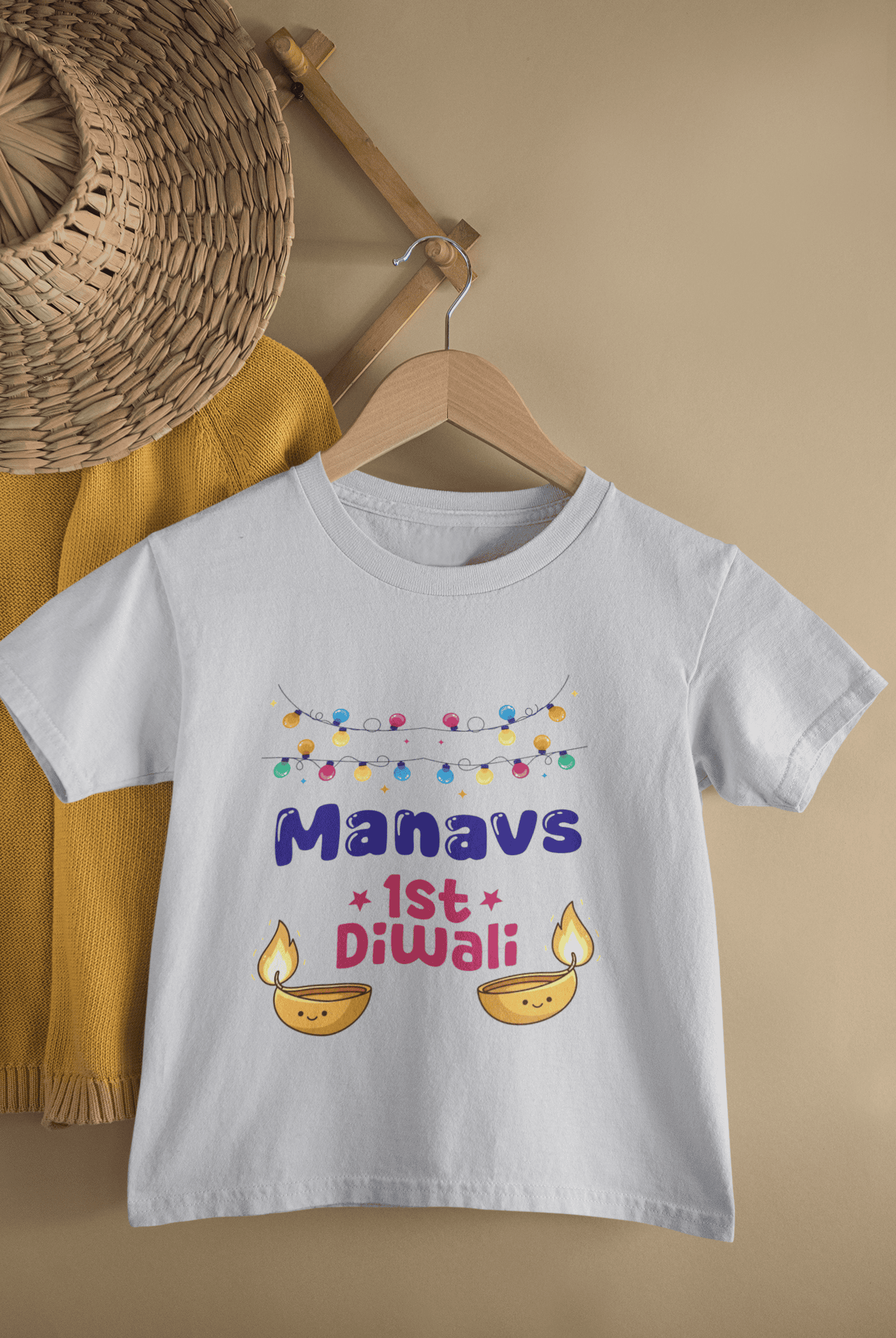Custom Name First Diwali Diwali Half Sleeves T-Shirt for Boys -FunkyTeesClub