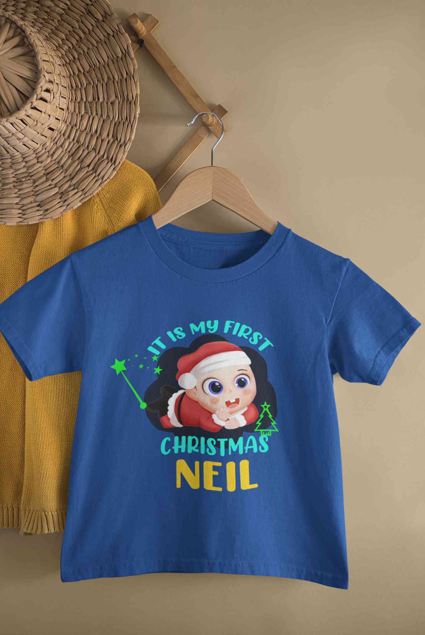 Customized Name It Is My First Christmas Half Sleeves T-Shirt for Boy-FunkyTeesClub