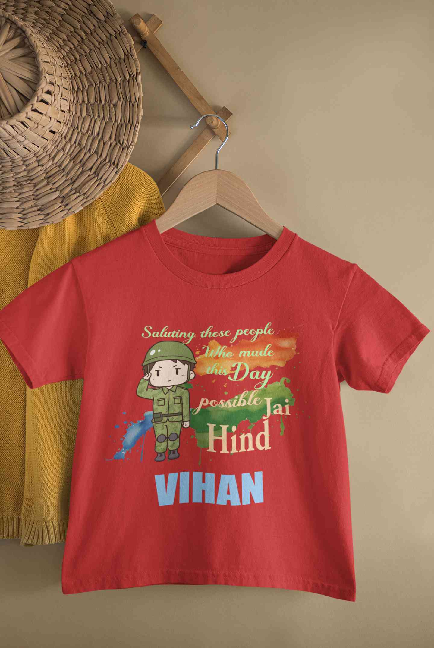 Custom Name Saluting Those People Who Made This Day Possible Jai Hind Independence Day Half Sleeves T-Shirt for Boy-FunkyTeesClub