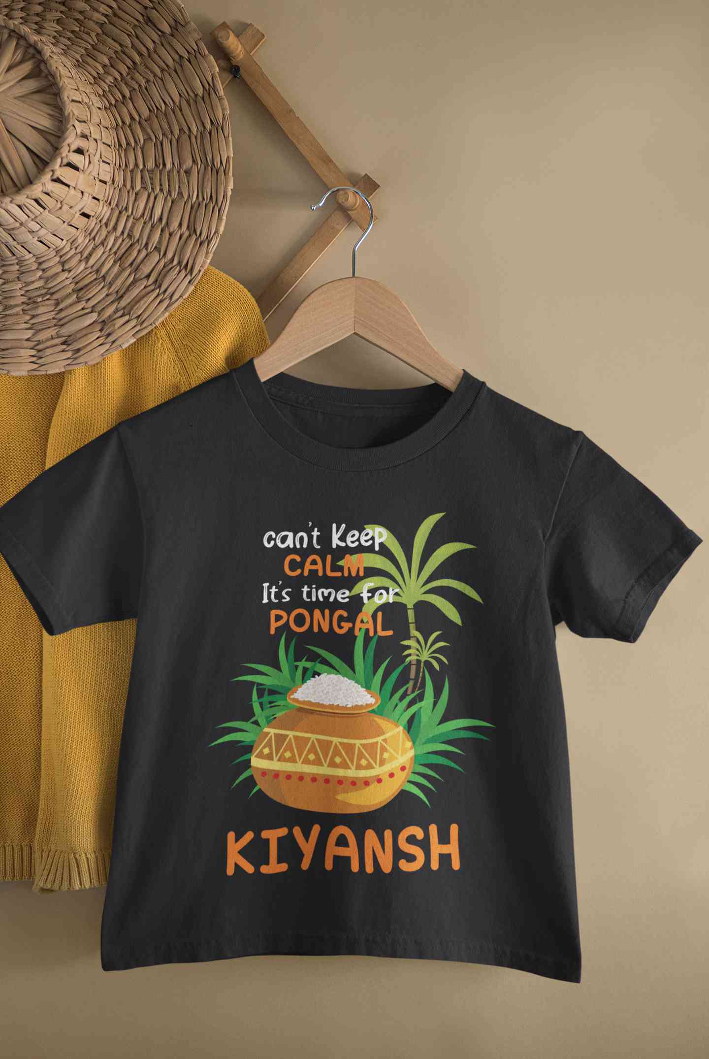 Custom Name Time For Pongal Half Sleeves T-Shirt for Boy-FunkyTeesClub