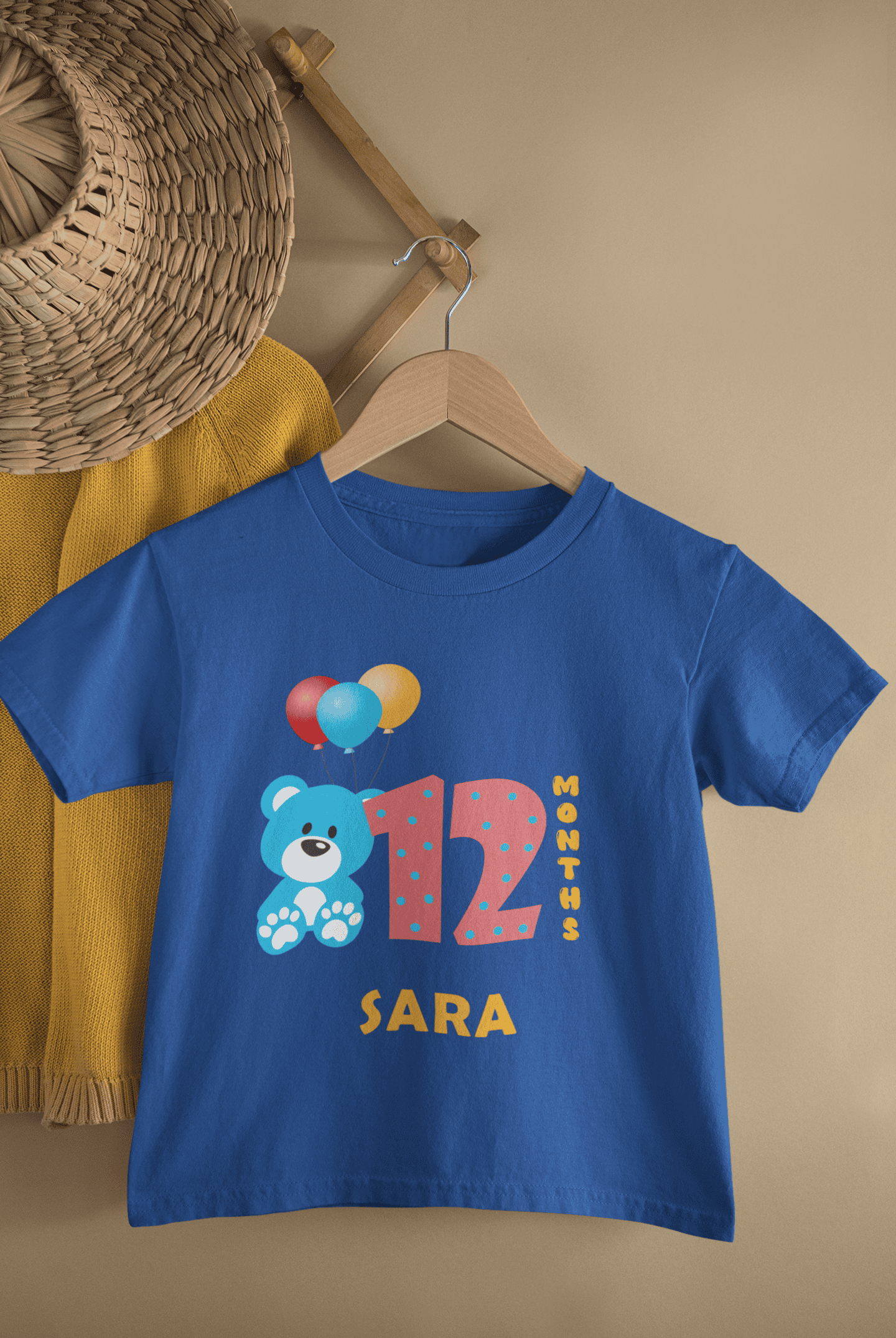 Custom Name Twelve Month Birthday Half Sleeves T-Shirt For Girls -FunkyTeesClub