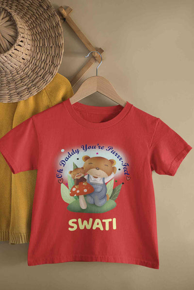 Custom Name Ohh Daddy You Are Purr Fect Fathers Day Half Sleeves T-Shirt For Girls -FunkyTeesClub