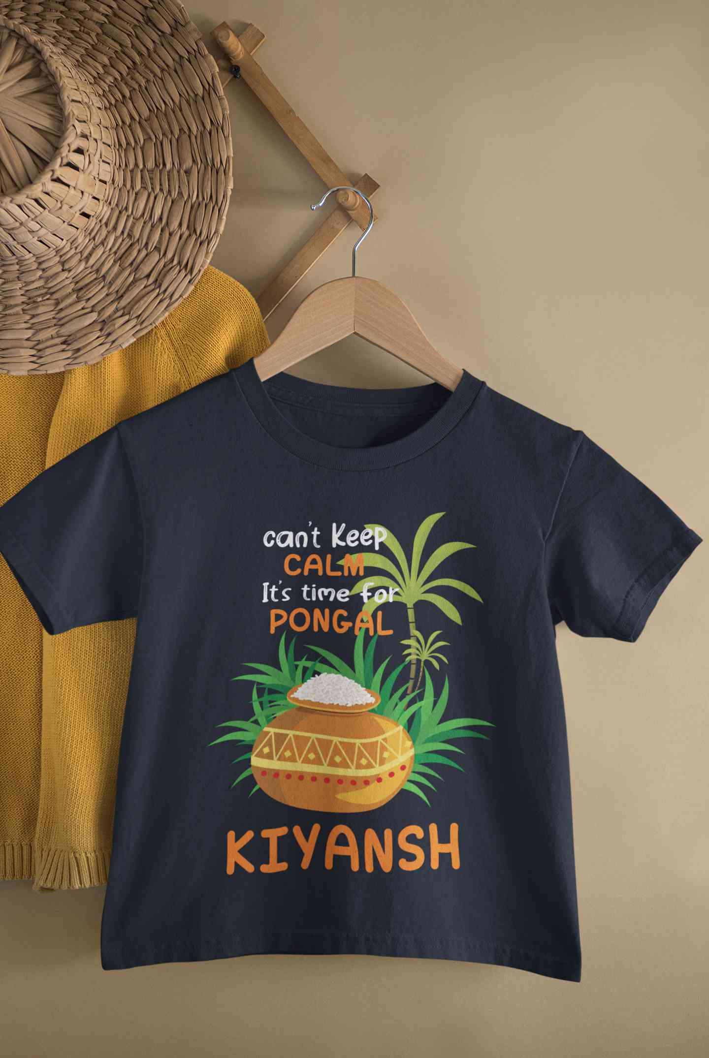 Custom Name Time For Pongal Half Sleeves T-Shirt for Boy-FunkyTeesClub