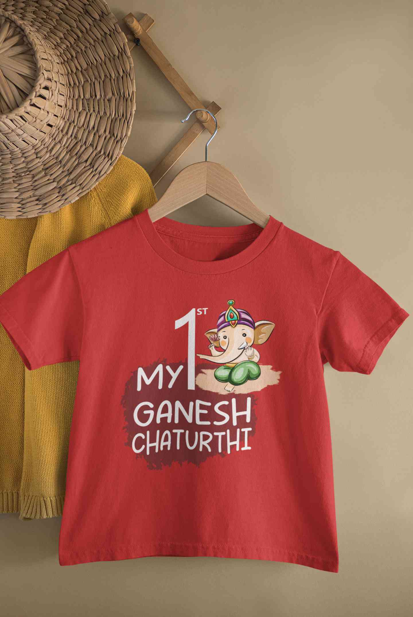 My 1st Ganesh Chaturthi Half Sleeves T-Shirt for Boy-FunkyTeesClub