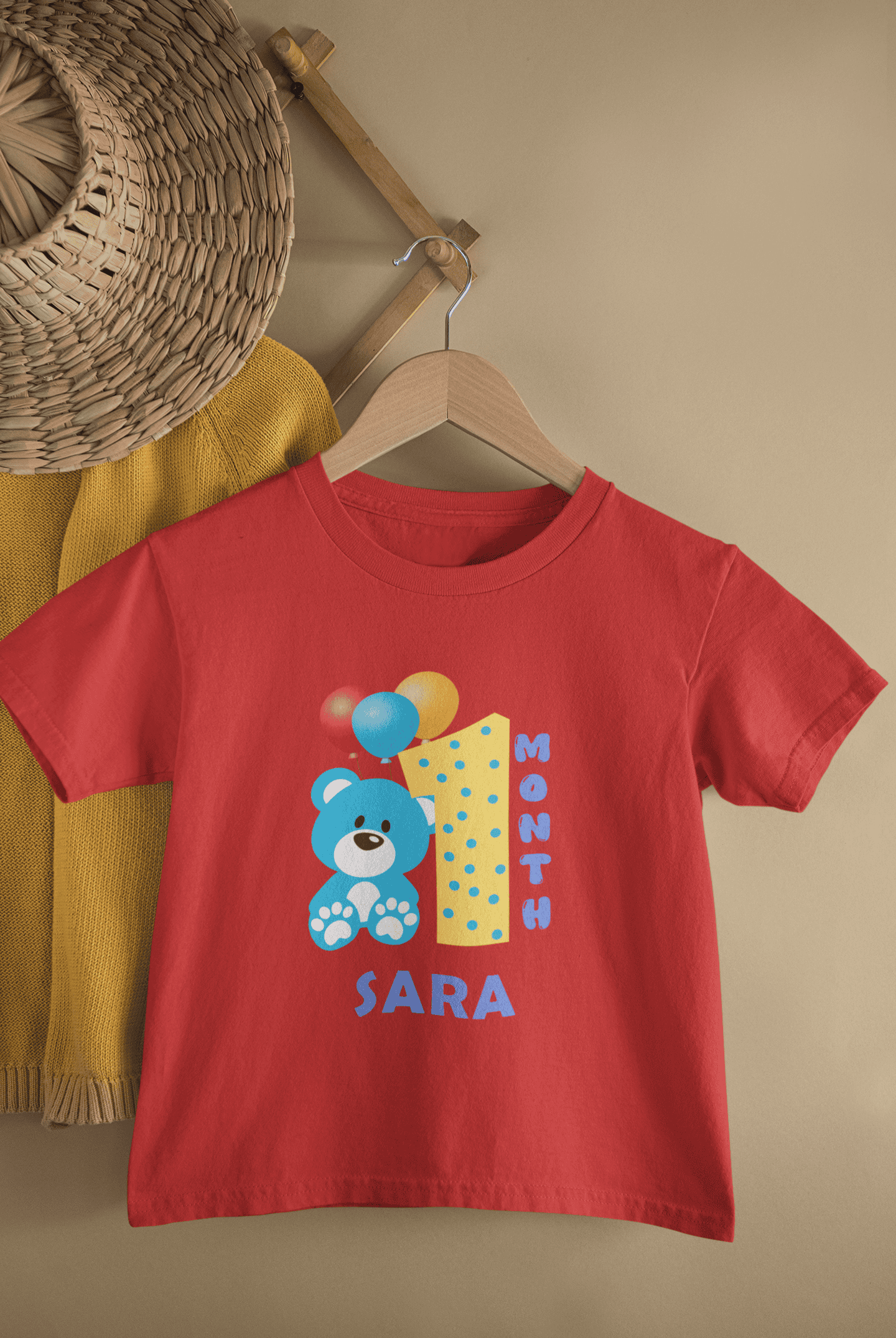 Custom Name First Month Birthday Half Sleeves T-Shirt For Girls -FunkyTeesClub