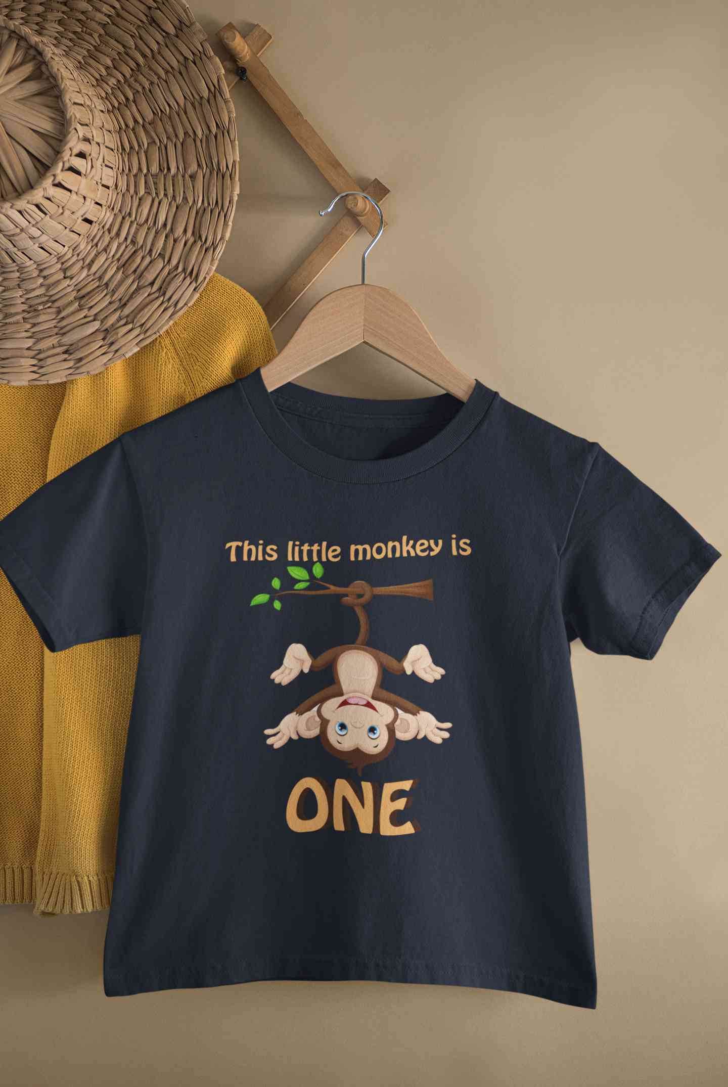 Little Monkey Is One First Birthday Half Sleeves T-Shirt for Boy-FunkyTeesClub