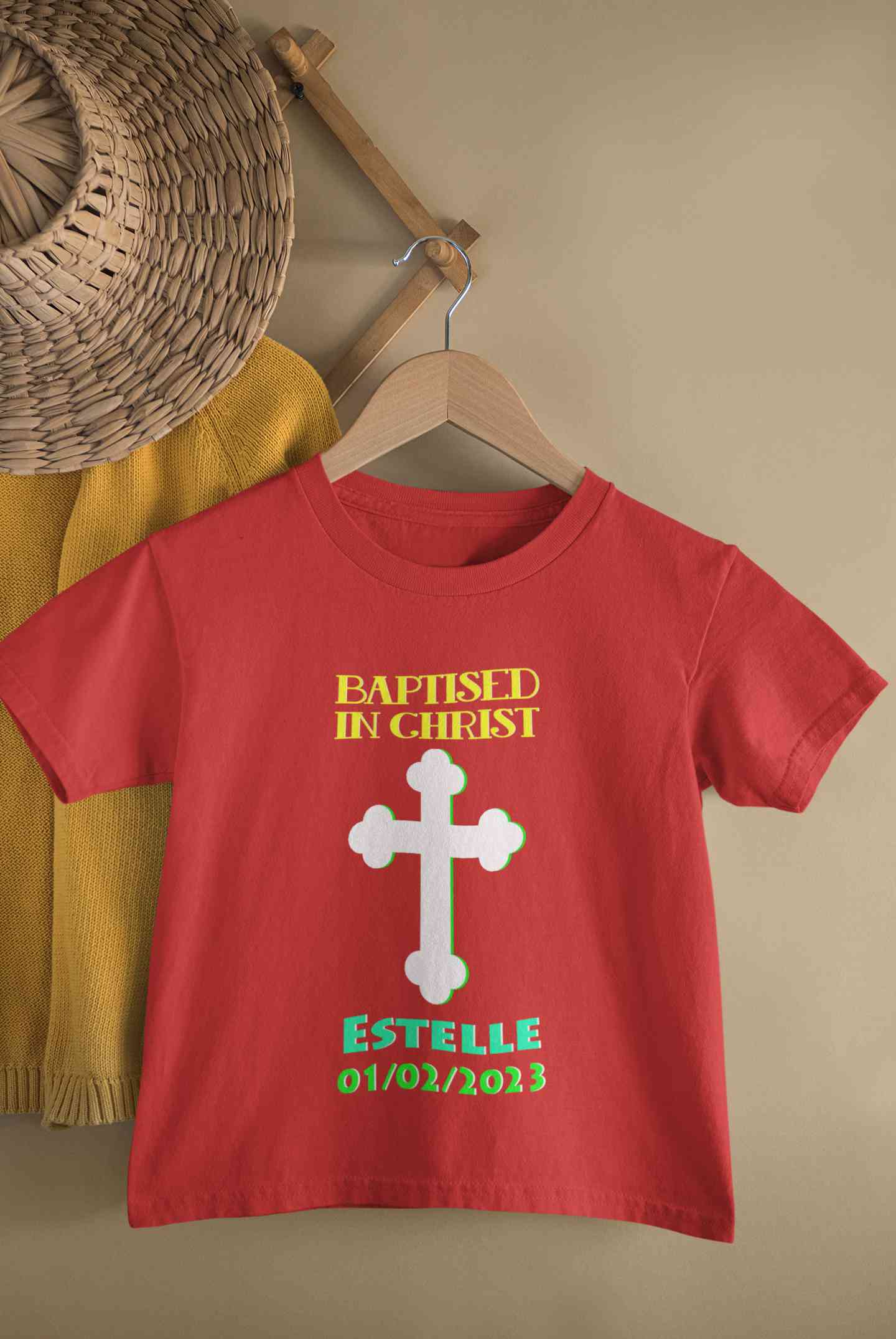 Custom Name And Date Baptised In Christ Christening Day Baptism Half Sleeves T-Shirt For Girls -FunkyTeesClub
