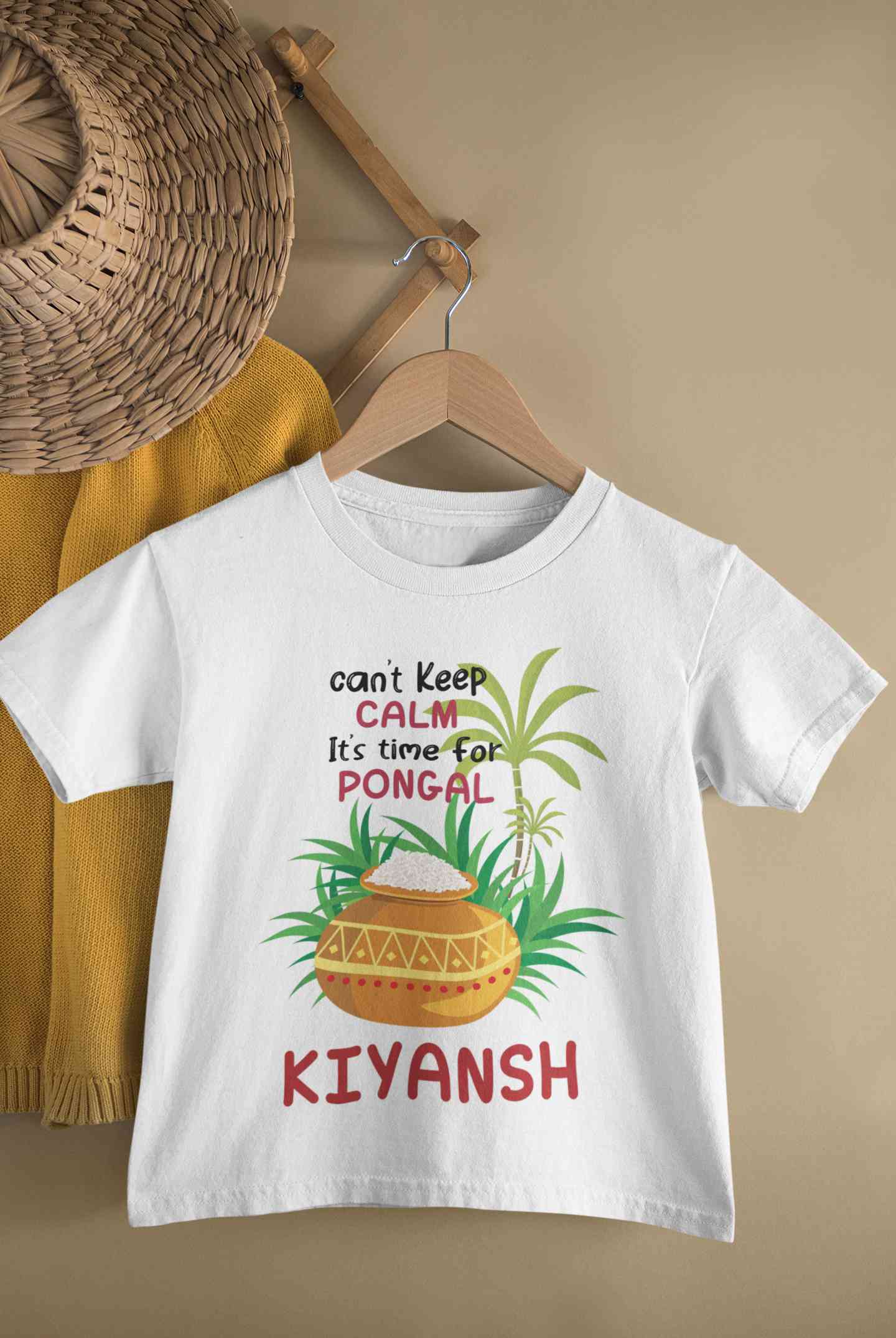 Custom Name Time For Pongal Half Sleeves T-Shirt for Boy-FunkyTeesClub
