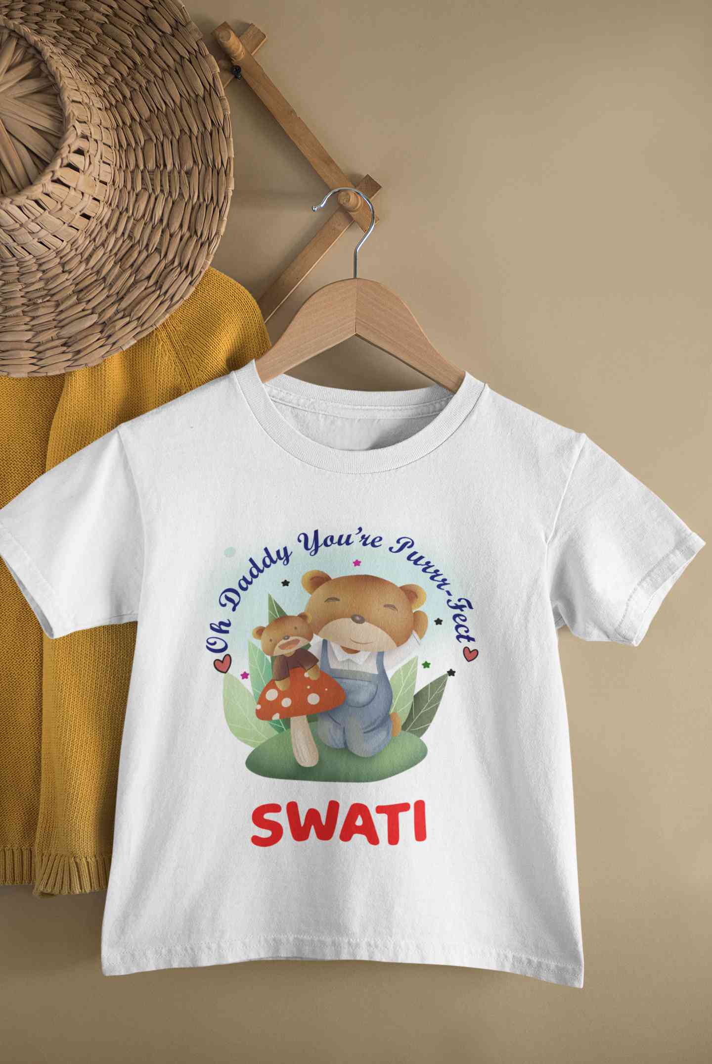 Custom Name Ohh Daddy You Are Purr Fect Fathers Day Half Sleeves T-Shirt For Girls -FunkyTeesClub