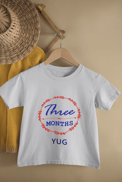 Custom Name Three Month Birthday Half Sleeves T-Shirt for Boys -FunkyTeesClub