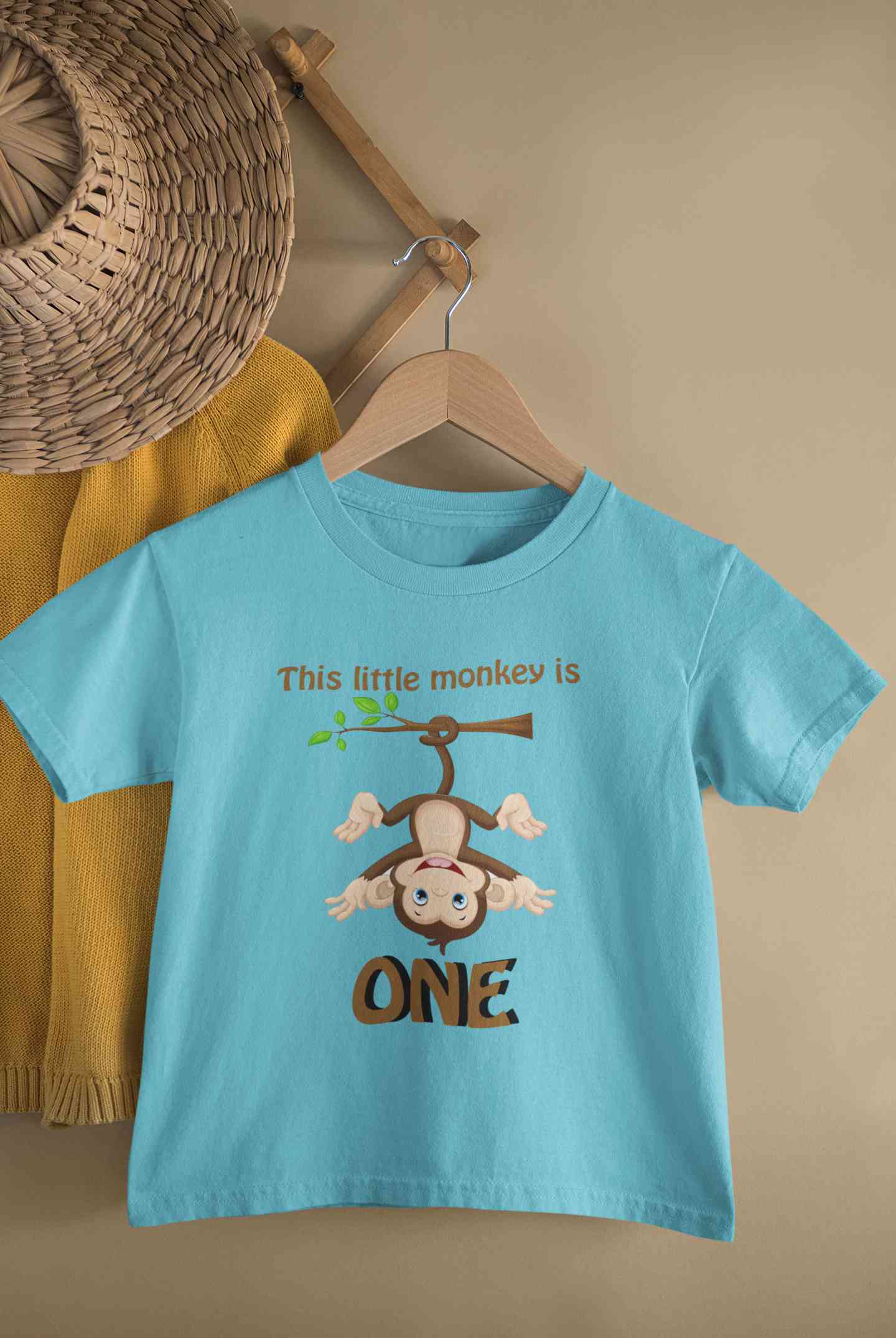 Little Monkey Is One First Birthday Half Sleeves T-Shirt for Boy-FunkyTeesClub