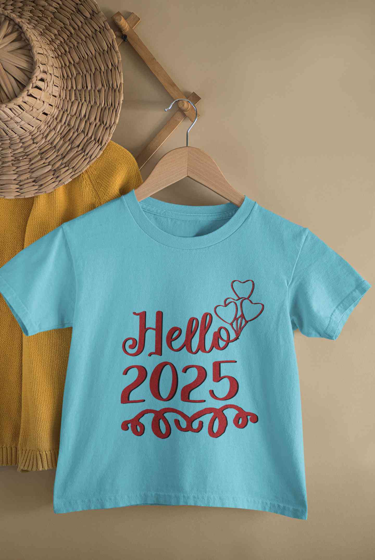 Hello 2025 New Year Half Sleeves T-Shirt For Girls -FunkyTeesClub