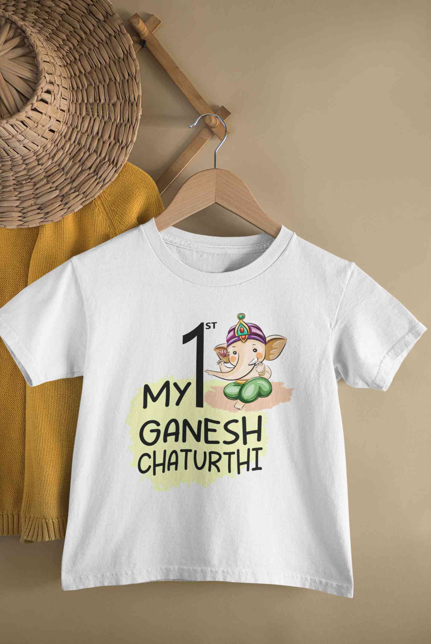 My 1st Ganesh Chaturthi Half Sleeves T-Shirt for Boy-FunkyTeesClub