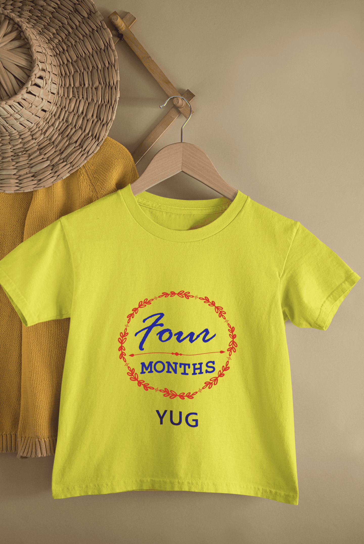 Custom Name Four Month Birthday Half Sleeves T-Shirt for Boys -FunkyTeesClub