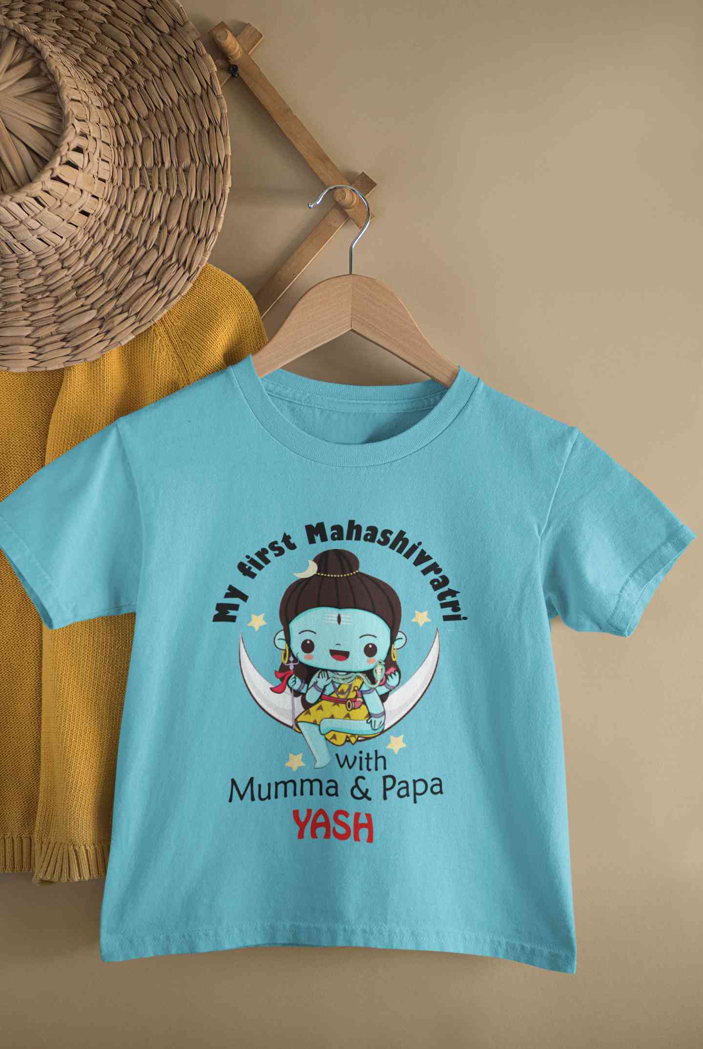 Custom Name Mahashivratri With Mumma & Papa Half Sleeves T-Shirt for Boy-FunkyTeesClub
