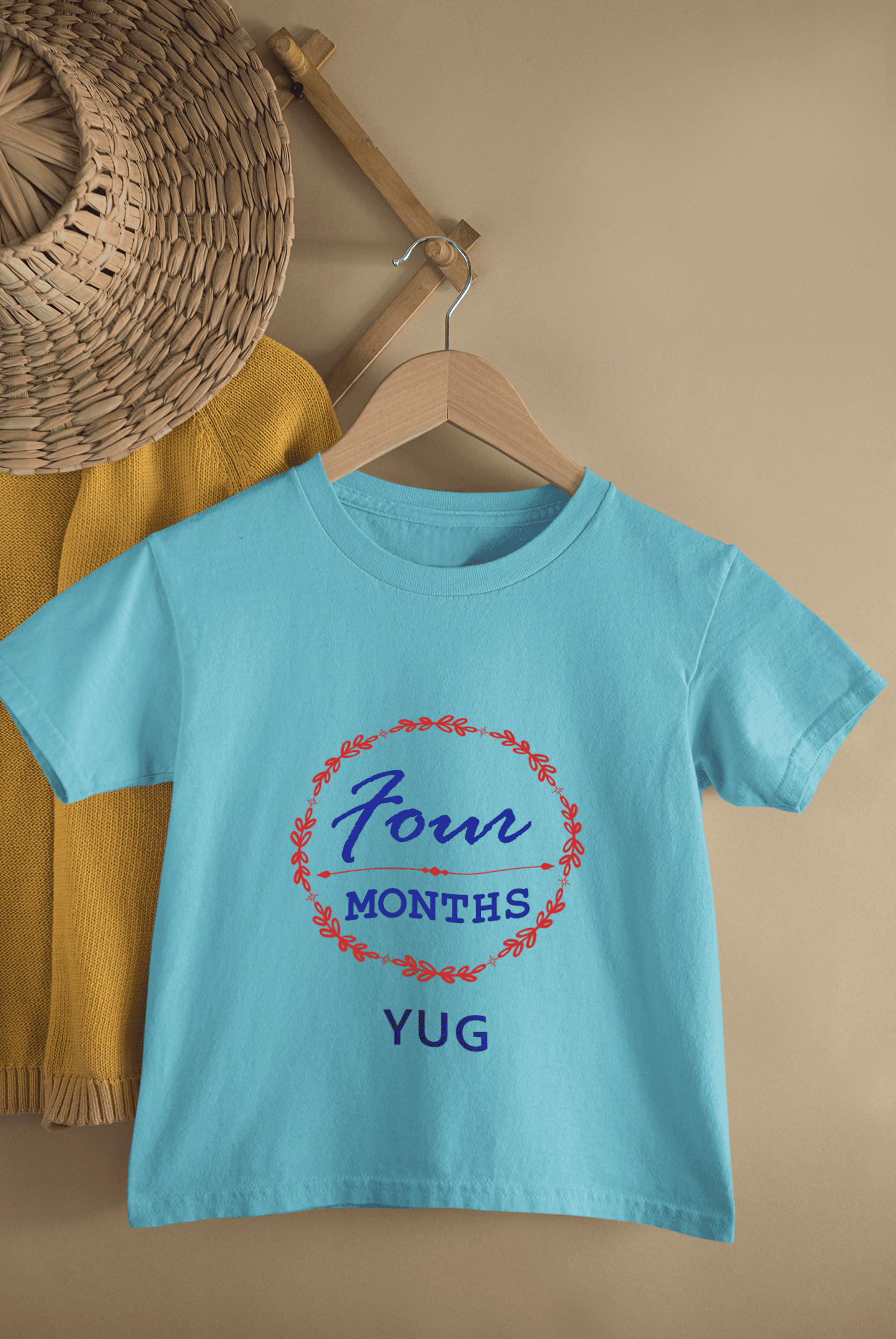 Custom Name Four Month Birthday Half Sleeves T-Shirt for Boys -FunkyTeesClub