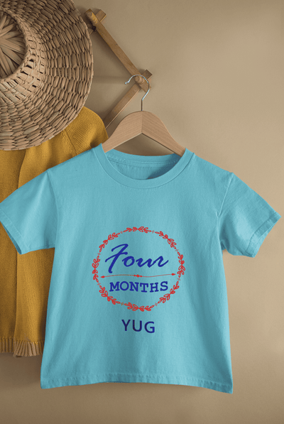 Custom Name Four Month Birthday Half Sleeves T-Shirt for Boys -FunkyTeesClub