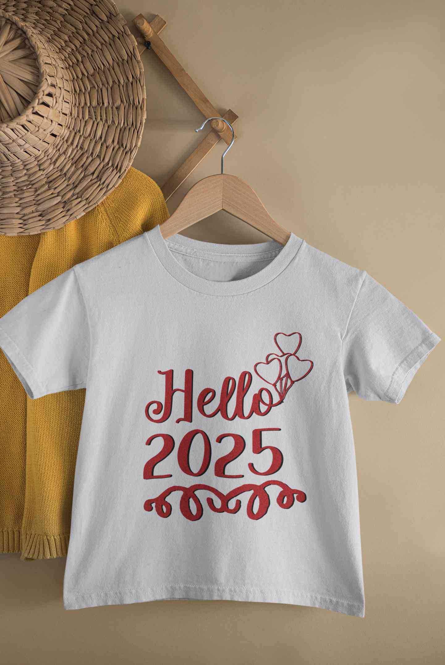 Hello 2025 New Year Half Sleeves T-Shirt For Girls -FunkyTeesClub