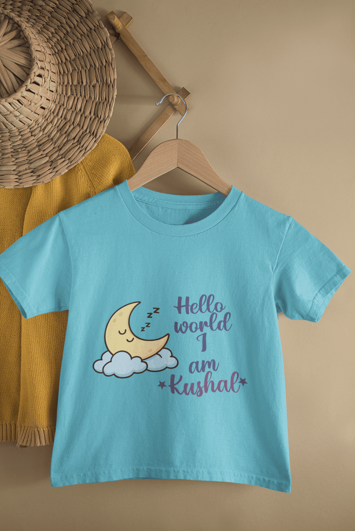 Custom Name Hello World New Born Half Sleeves T-Shirt for Boys -FunkyTeesClub