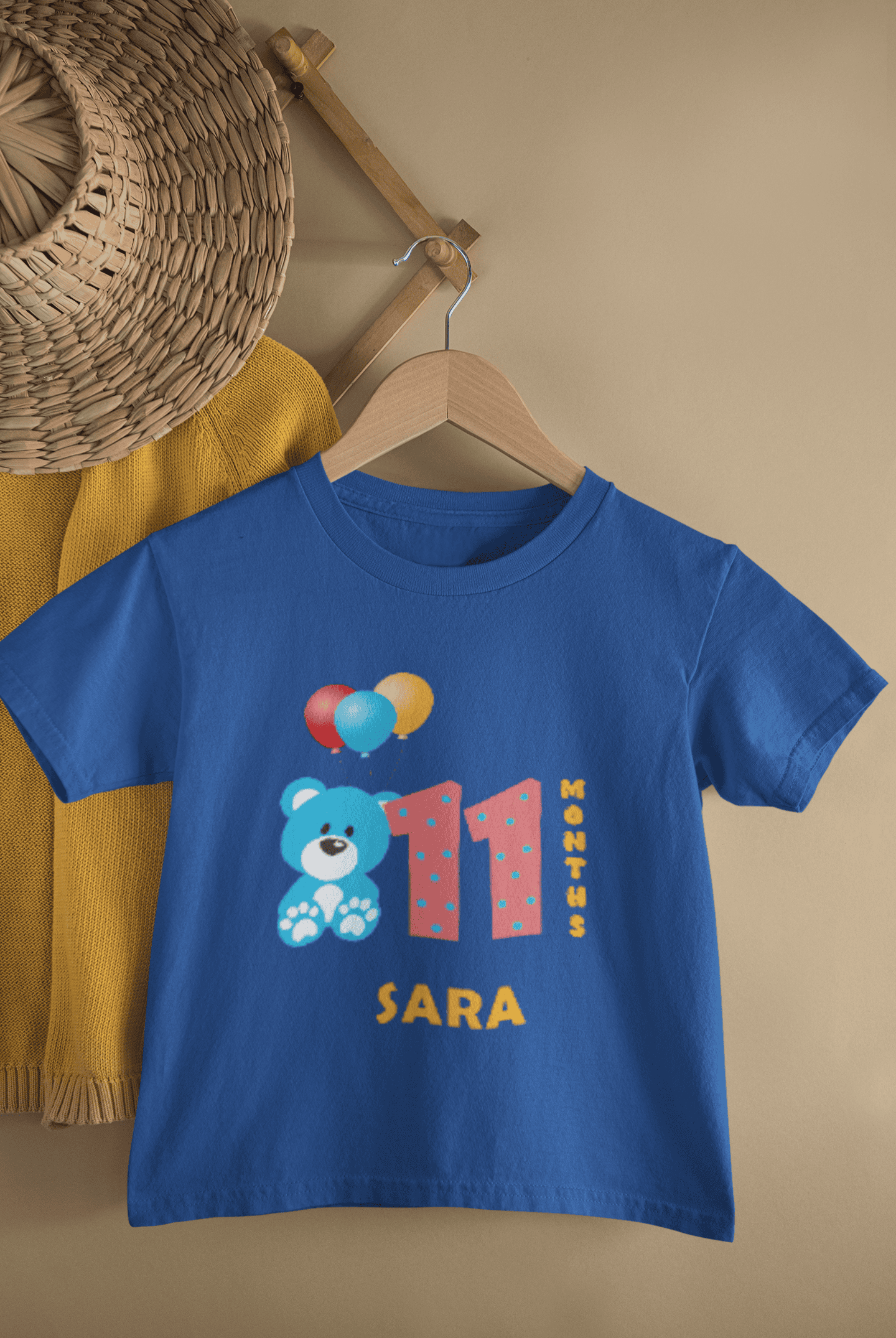 Custom Name Eleventh Month Birthday Half Sleeves T-Shirt For Girls -FunkyTeesClub