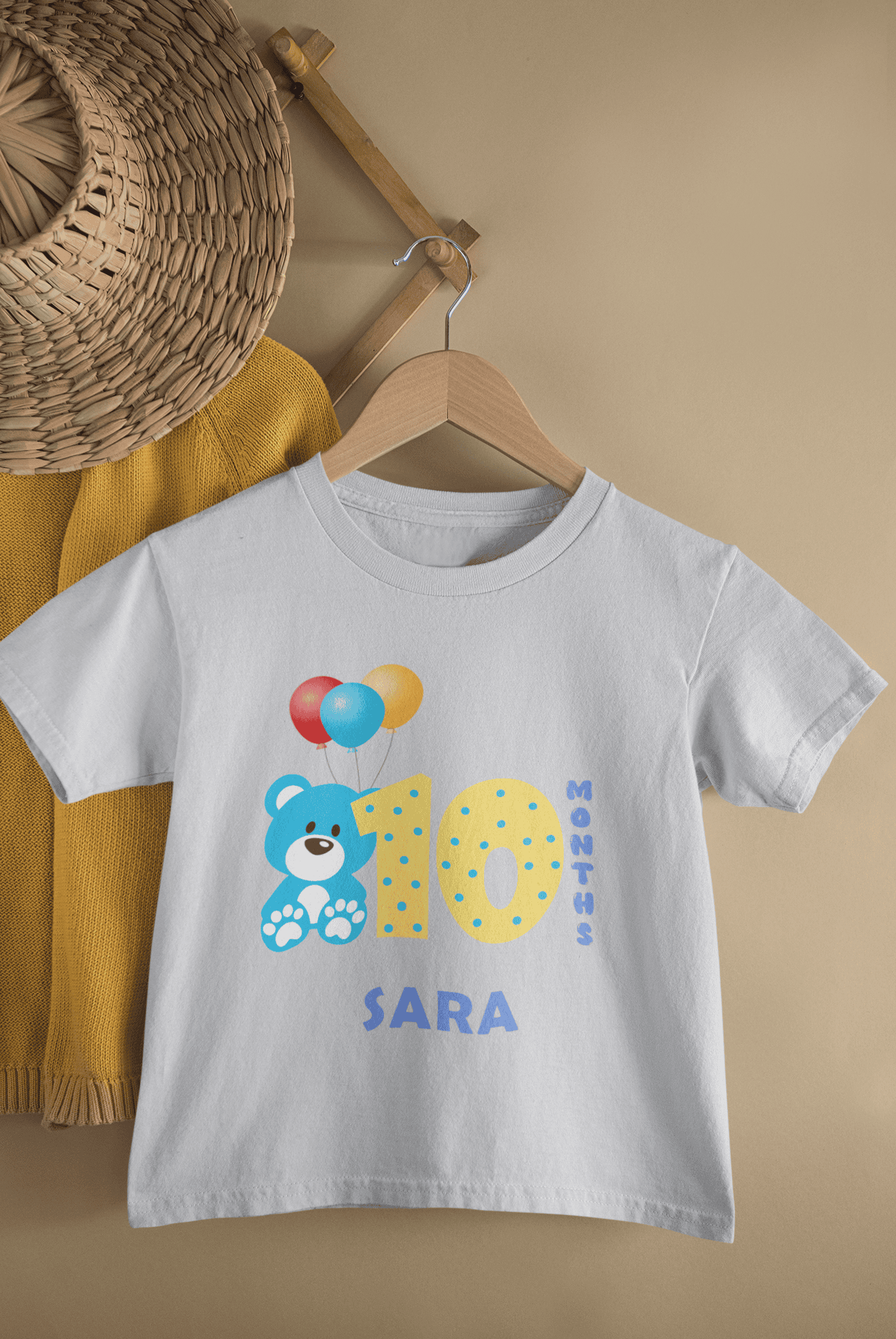 Custom Name Tenth Month Birthday Half Sleeves T-Shirt For Girls -FunkyTeesClub
