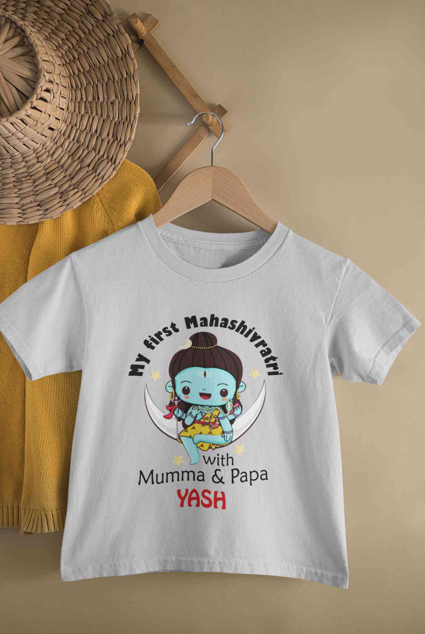 Custom Name Mahashivratri With Mumma & Papa Half Sleeves T-Shirt for Boy-FunkyTeesClub