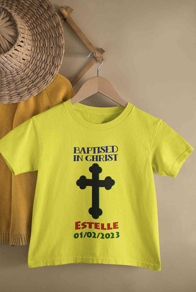Custom Name And Date Baptised In Christ Christening Day Baptism Half Sleeves T-Shirt for Boy-FunkyTeesClub