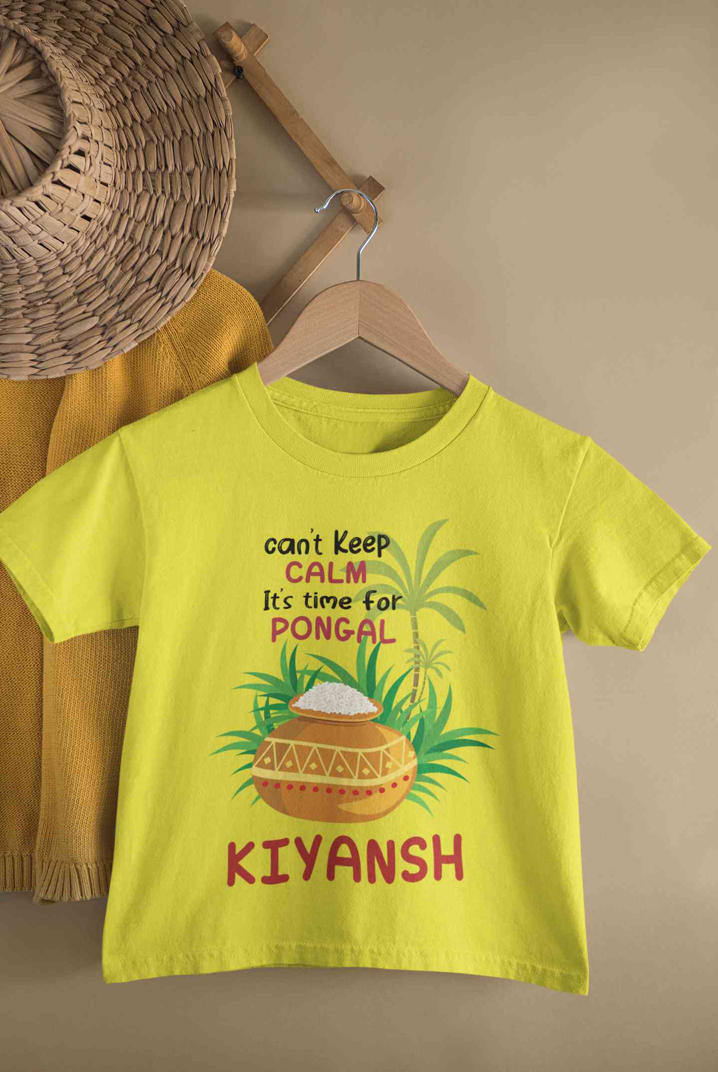 Custom Name Time For Pongal Half Sleeves T-Shirt for Boy-FunkyTeesClub