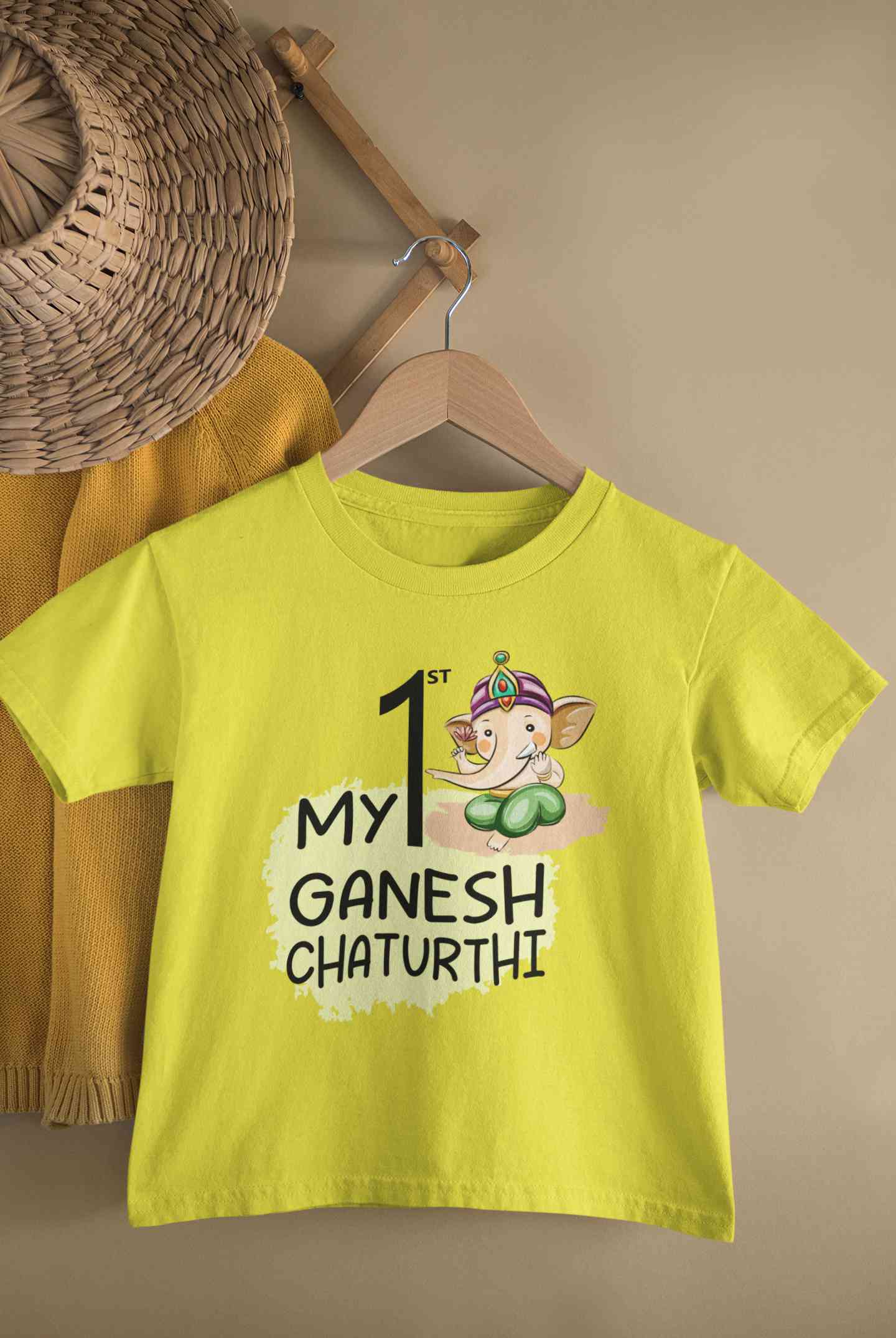My 1st Ganesh Chaturthi Half Sleeves T-Shirt for Boy-FunkyTeesClub