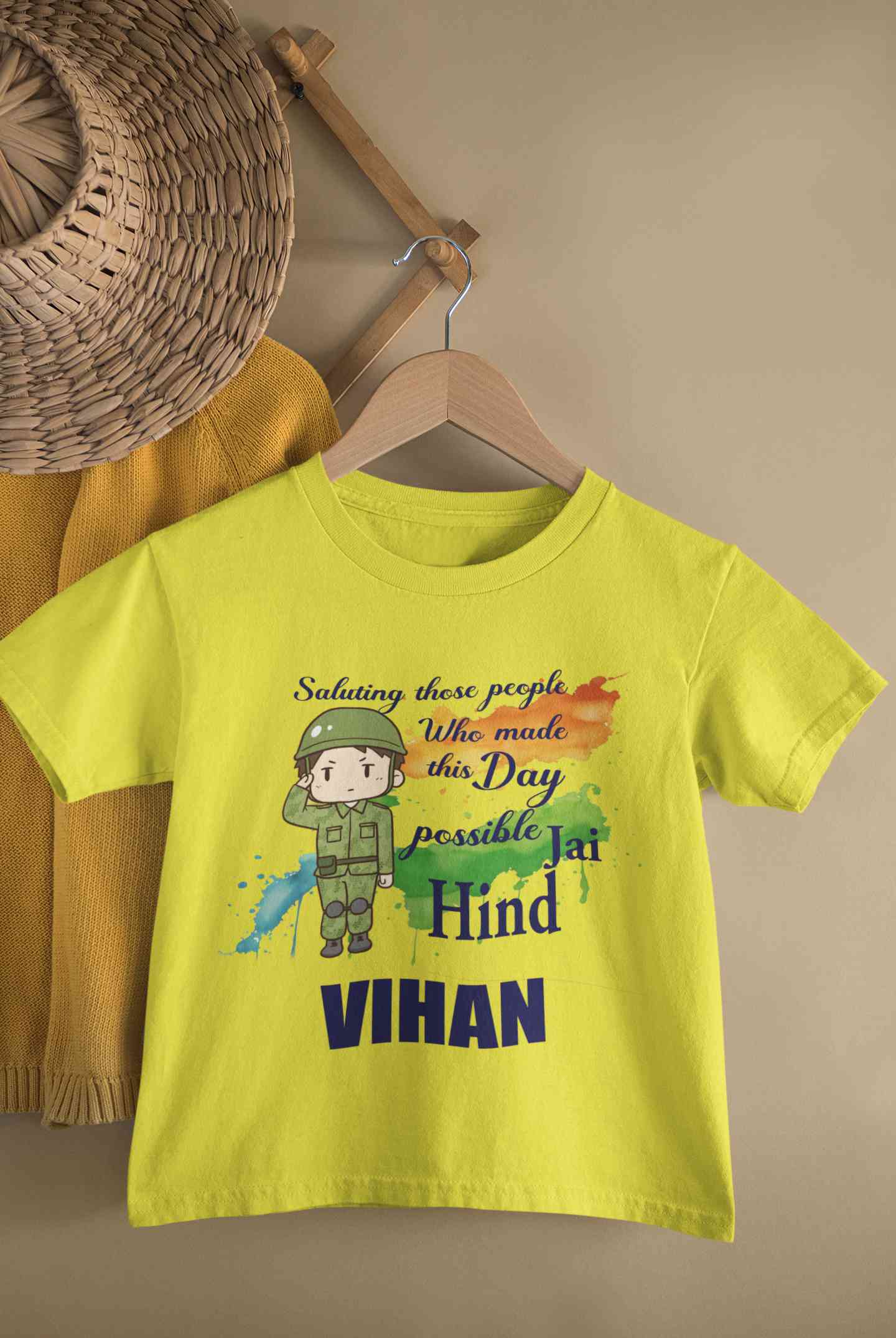 Custom Name Saluting Those People Who Made This Day Possible Jai Hind Independence Day Half Sleeves T-Shirt for Boy-FunkyTeesClub
