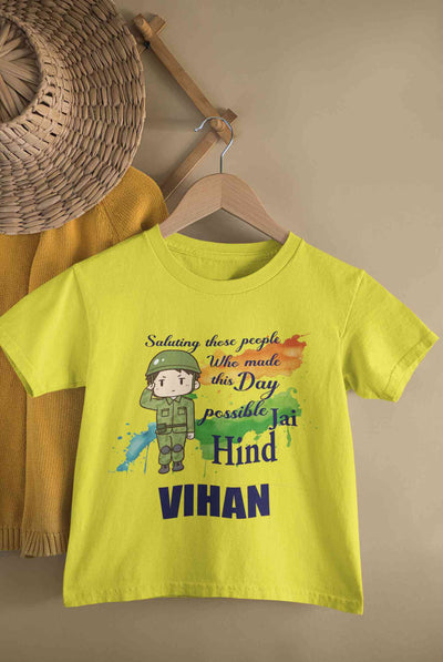 Custom Name Saluting Those People Who Made This Day Possible Jai Hind Independence Day Half Sleeves T-Shirt for Boy-FunkyTeesClub