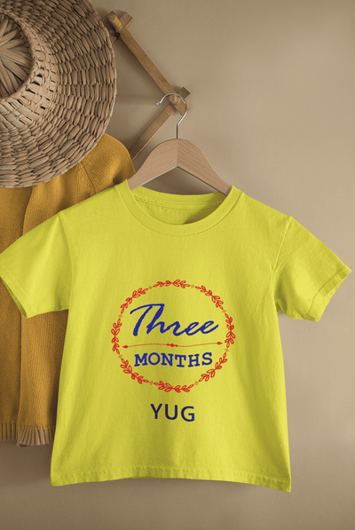 Custom Name Three Month Birthday Half Sleeves T-Shirt for Boys -FunkyTeesClub