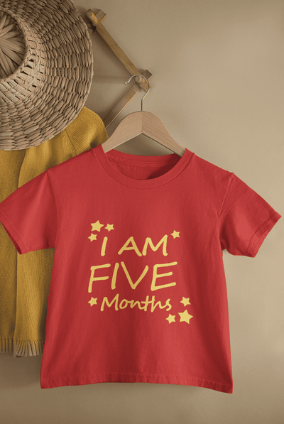 I Am Five Months Half Sleeves T-Shirt For Girls -FunkyTeesClub