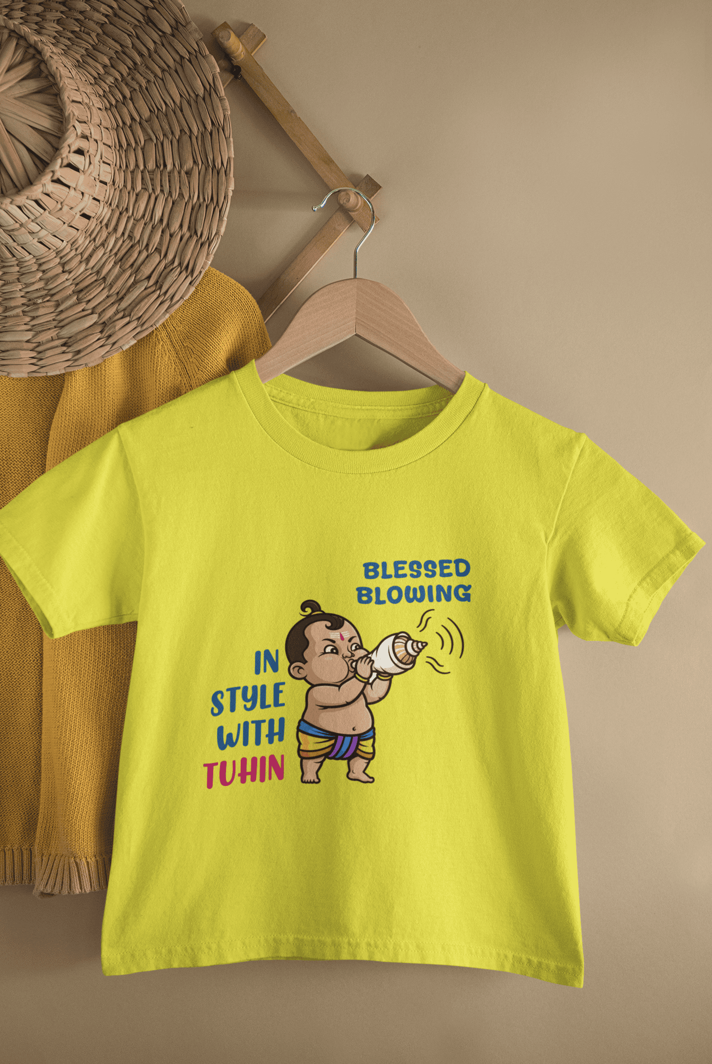 Blessed Blowing Durga Pooja Half Sleeves T-Shirt for Boys -FunkyTeesClub