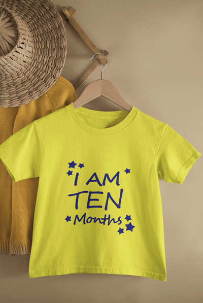 I Am Ten Months Half Sleeves T-Shirt For Girls -FunkyTeesClub