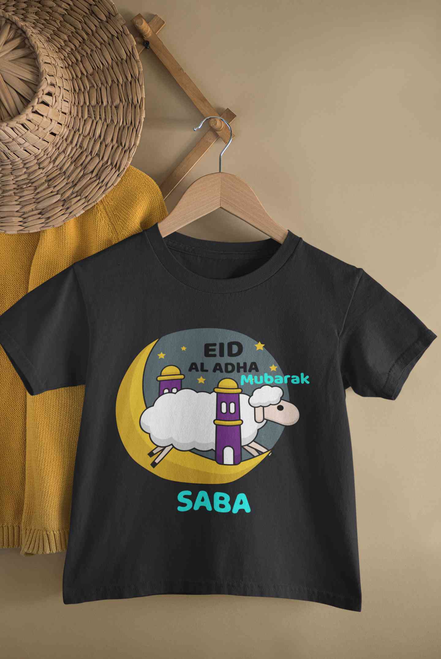 Custom Name Eid Al Adha Bakra Eid Mubarak Half Sleeves T-Shirt For Girls -FunkyTeesClub