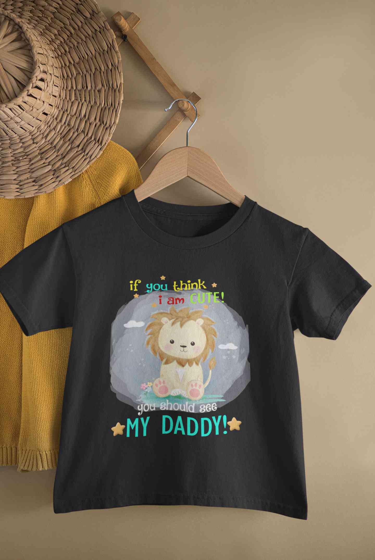 If You Think I Am Cute You Should See My Daddy Fathers Day Half Sleeves T-Shirt for Boy-FunkyTeesClub