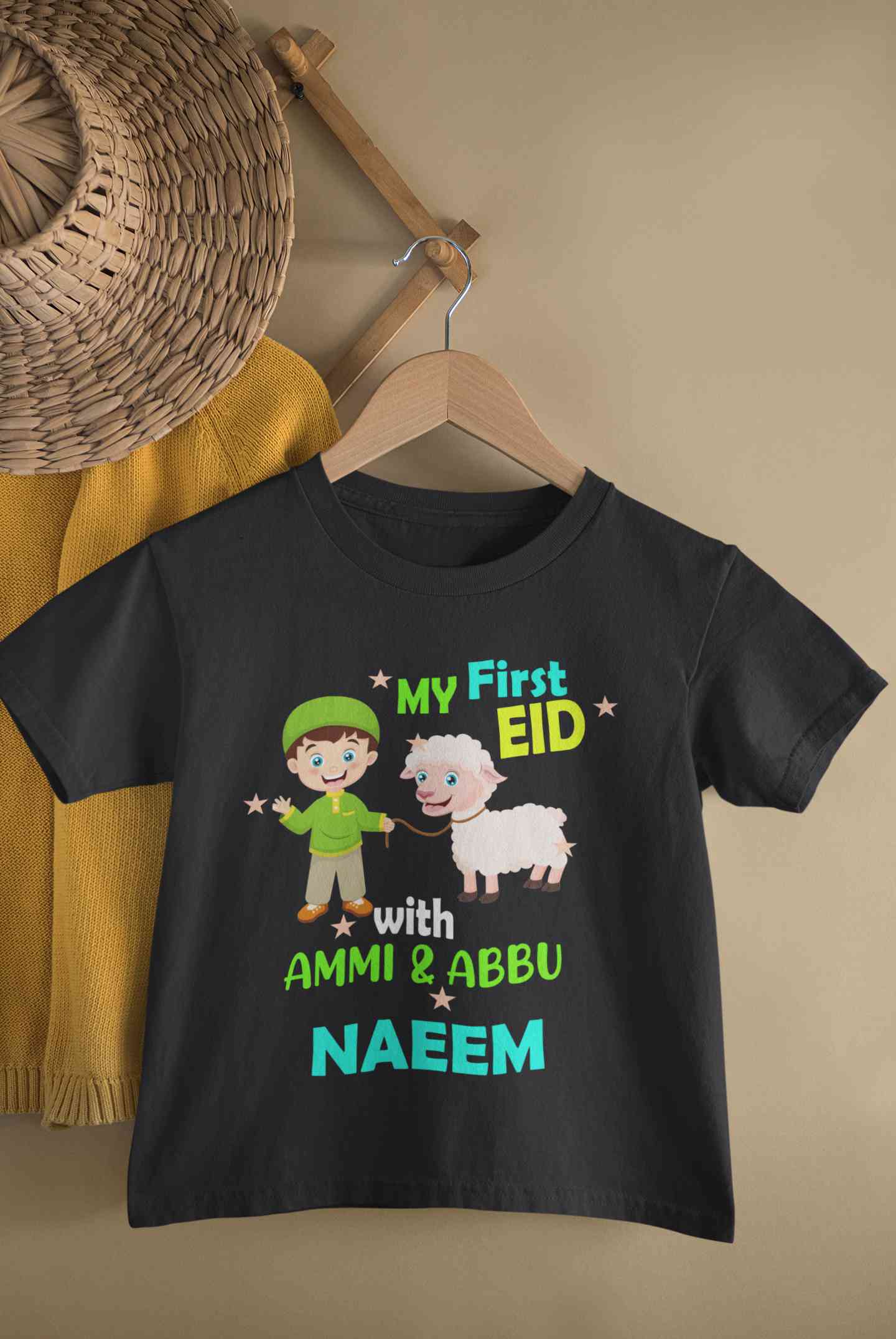 Custom Name My First Eid With Ammi And Abbu Half Sleeves T-Shirt for Boy-FunkyTeesClub