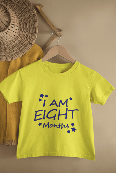 I Am Eight Months Half Sleeves T-Shirt for Boys -FunkyTeesClub